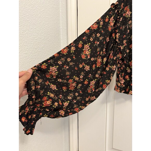 Free People Secret Garden Top L Women's Floral Long balloon Sleeve  NEW summer - Picture 4 of 13